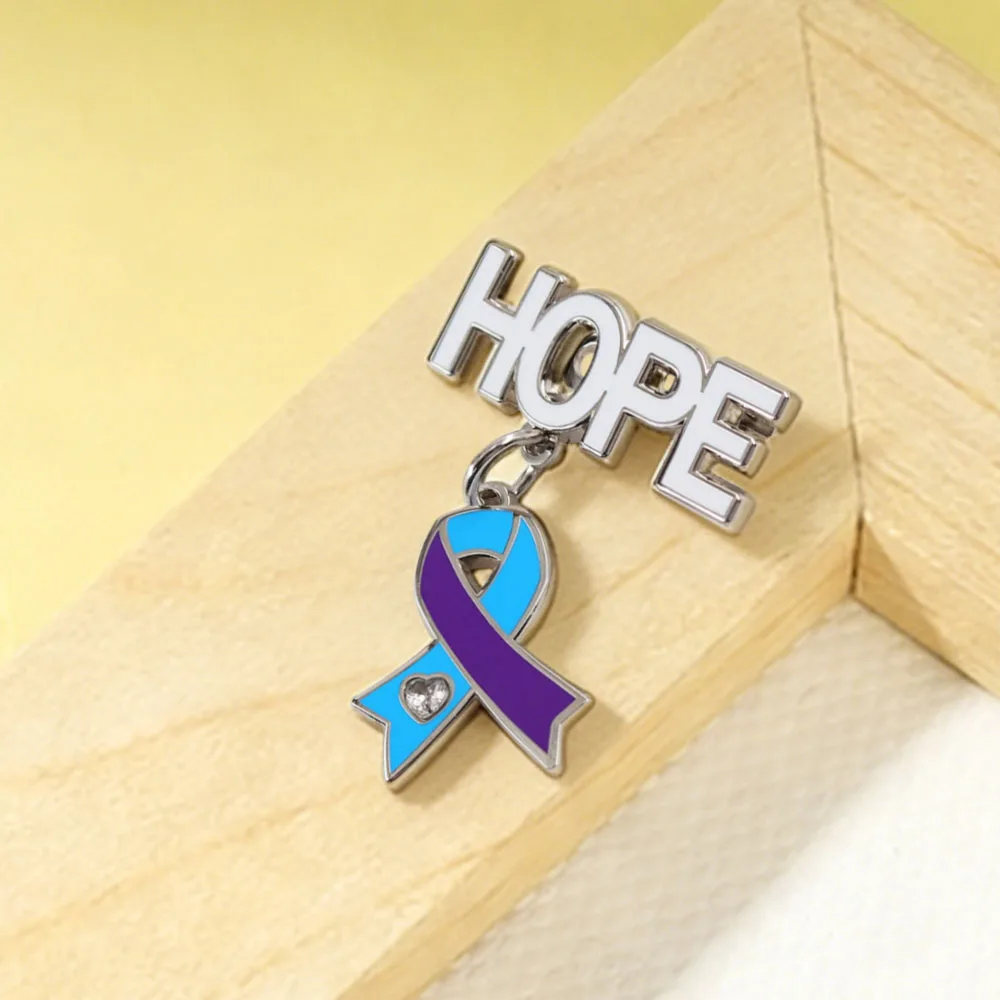 Blaulila Zweifarbige Brosche, Selbstmordprävention, HOPE Wohltätigkeitsabzeichen, Pin zur Förderung der psychischen Gesundheit, Dekoration – Detail 4