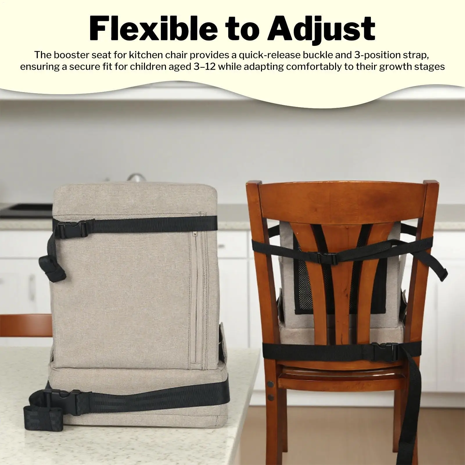 

Сиденье-бустер для кухонного стула, детский стульчик-бустер для кормления с регулируемыми ремнями, нескользящая толстая опора для дома
