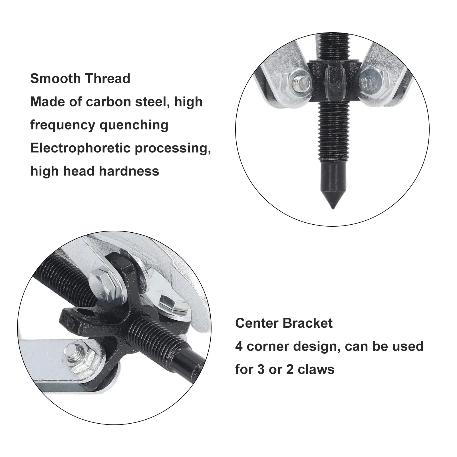 3 Claw Puller Carbon Steel Spiral Rod Double Hole Removal Tool for Gears Bearings Pulleys