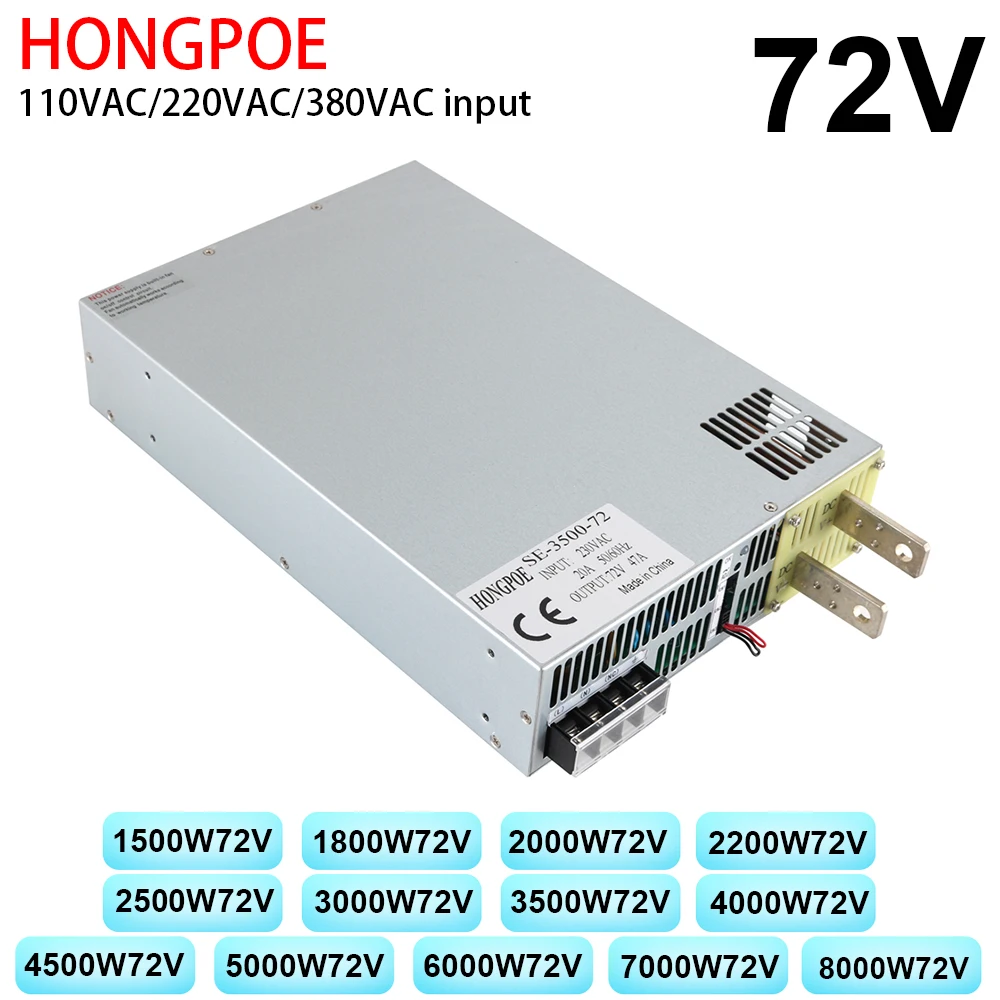 

72V Power Supply 0-72V Adjustable Power 110V 220V 380V AC to DC 72V Power Support 0-5V Analog Signal Control ro PLC Control