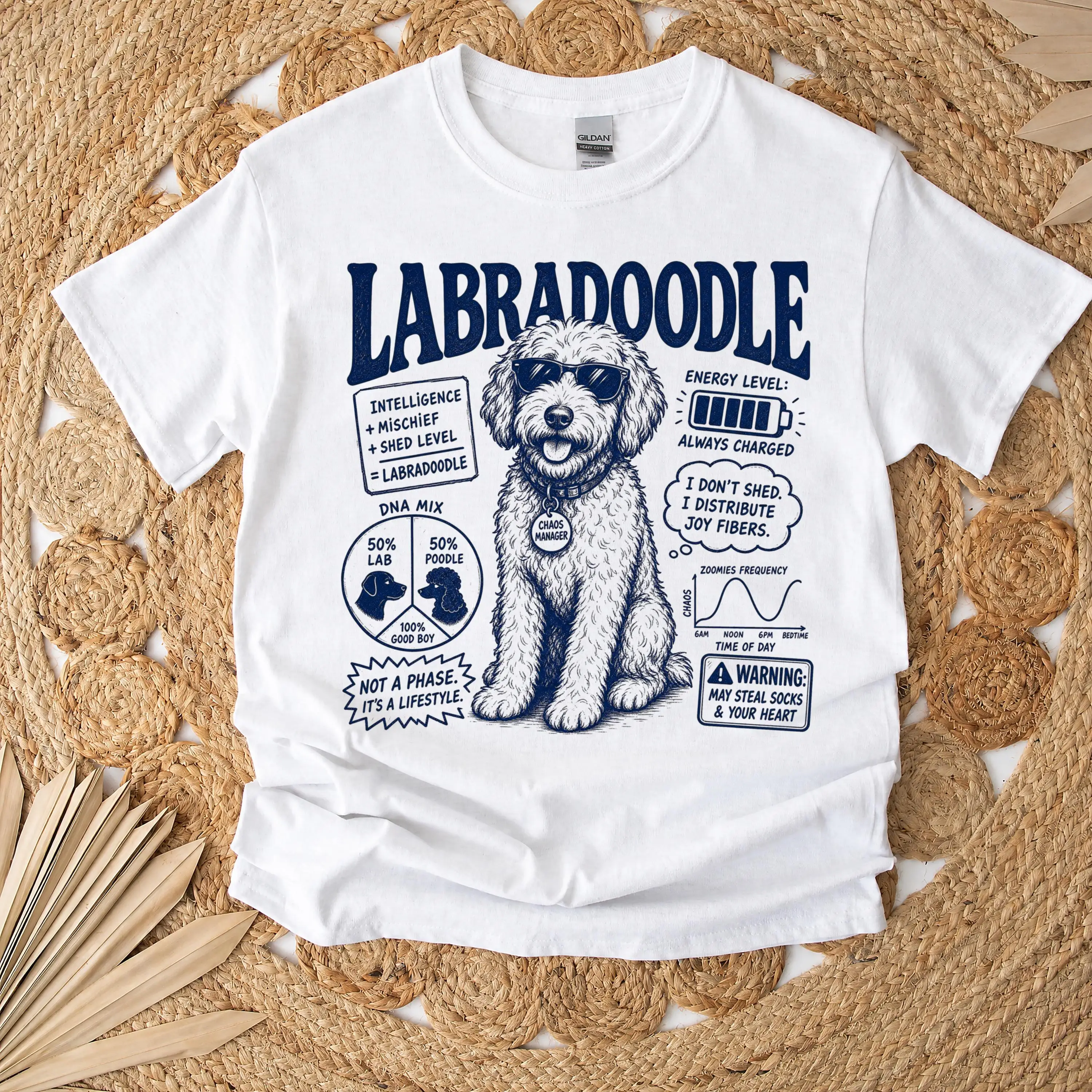 Aesthetic Labradoodle Funny Fact Chart T-Shirt Cute Dog Lover Print Loose  Cotton Trendy Pet Top