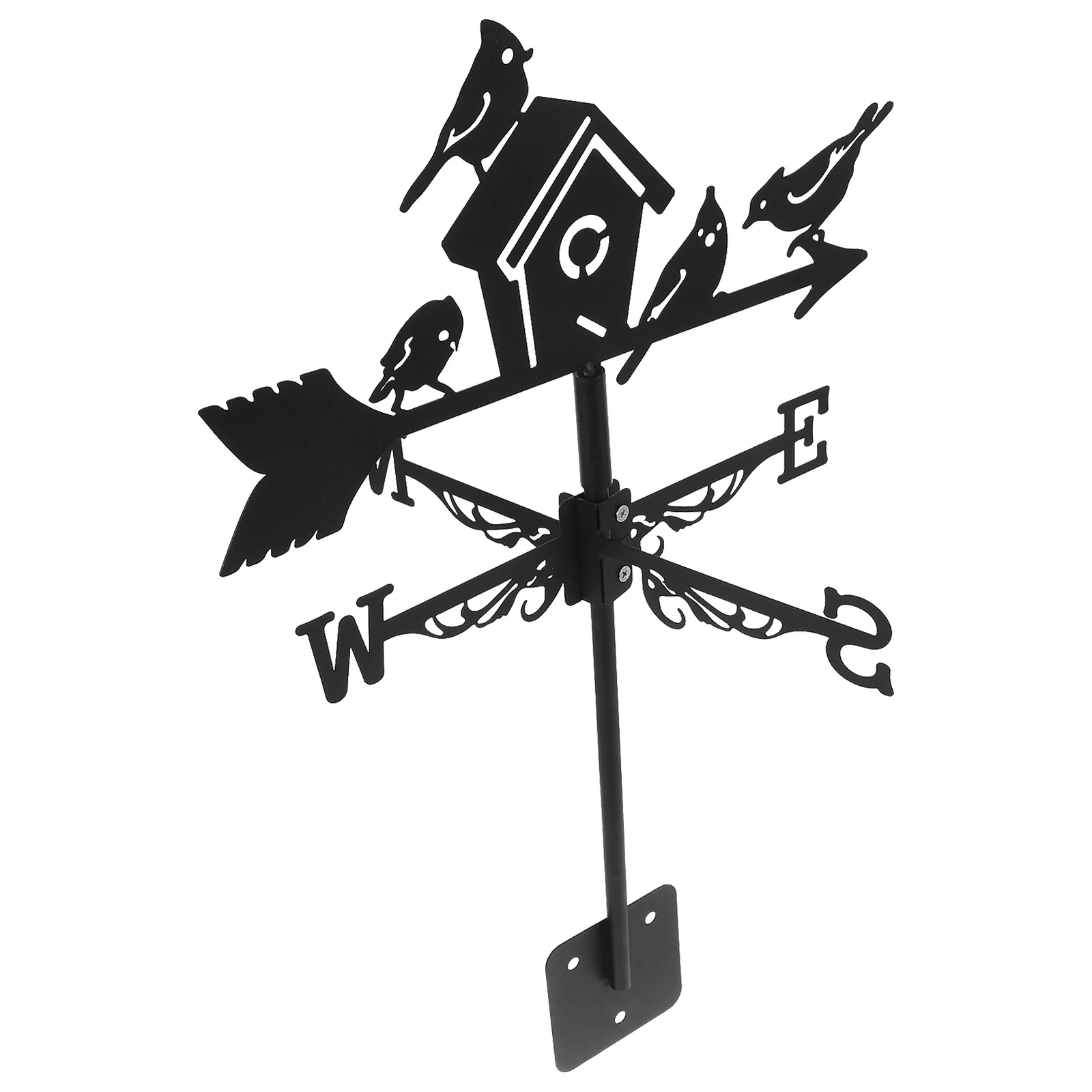 

1pc Birdhouse Decoration Iron Wind Direction Indicator Outdoor Roof Mount Yard Weathervane Garden Ornament Metal Stake Farmhouse