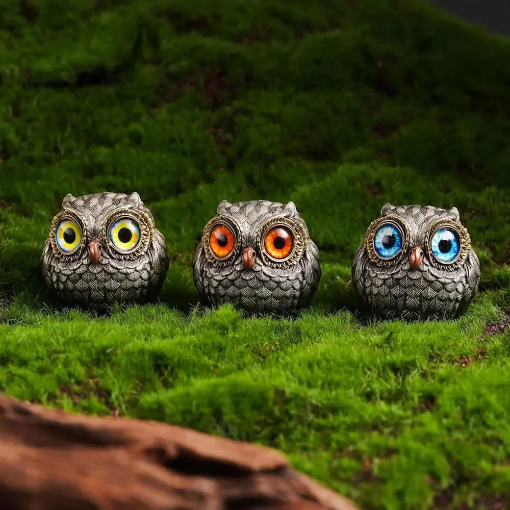 SO Cute Owl Statue - Lucky Owl Guardian - Resin Animal Figurine Home Decor view 3