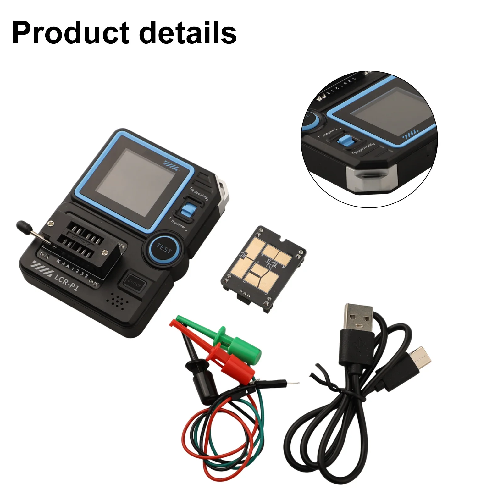 LCR-P1 Transistor Tester Diode Triode Capacitance Resistance Meter LCR ESR Meter 1.44 Inches Display 0.01-4.5V 0.01-32V