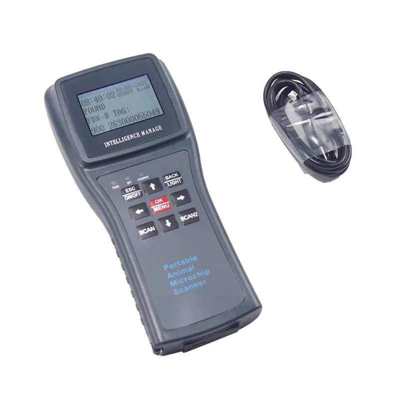 Large OLED Display Dog Cat Animal Microchip Scanner 134.2Khz Pet Chip Reader Provides PC Software