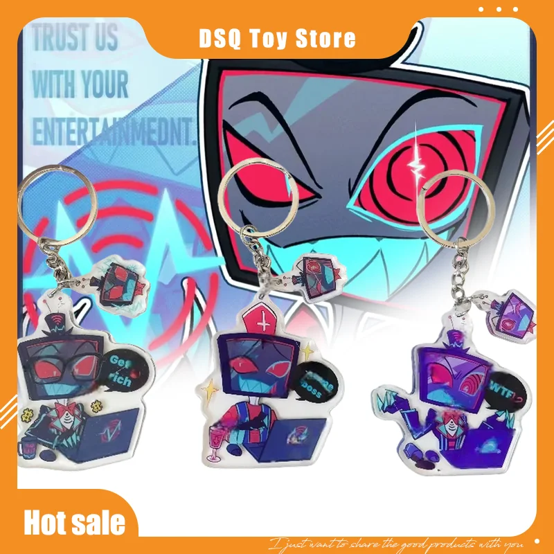 Hazbin hotel pelúcia boi presidente escritório ventilador portátil 10 cm acrílico suporte chaveiro pp clipe série personalizado acessórios da moda