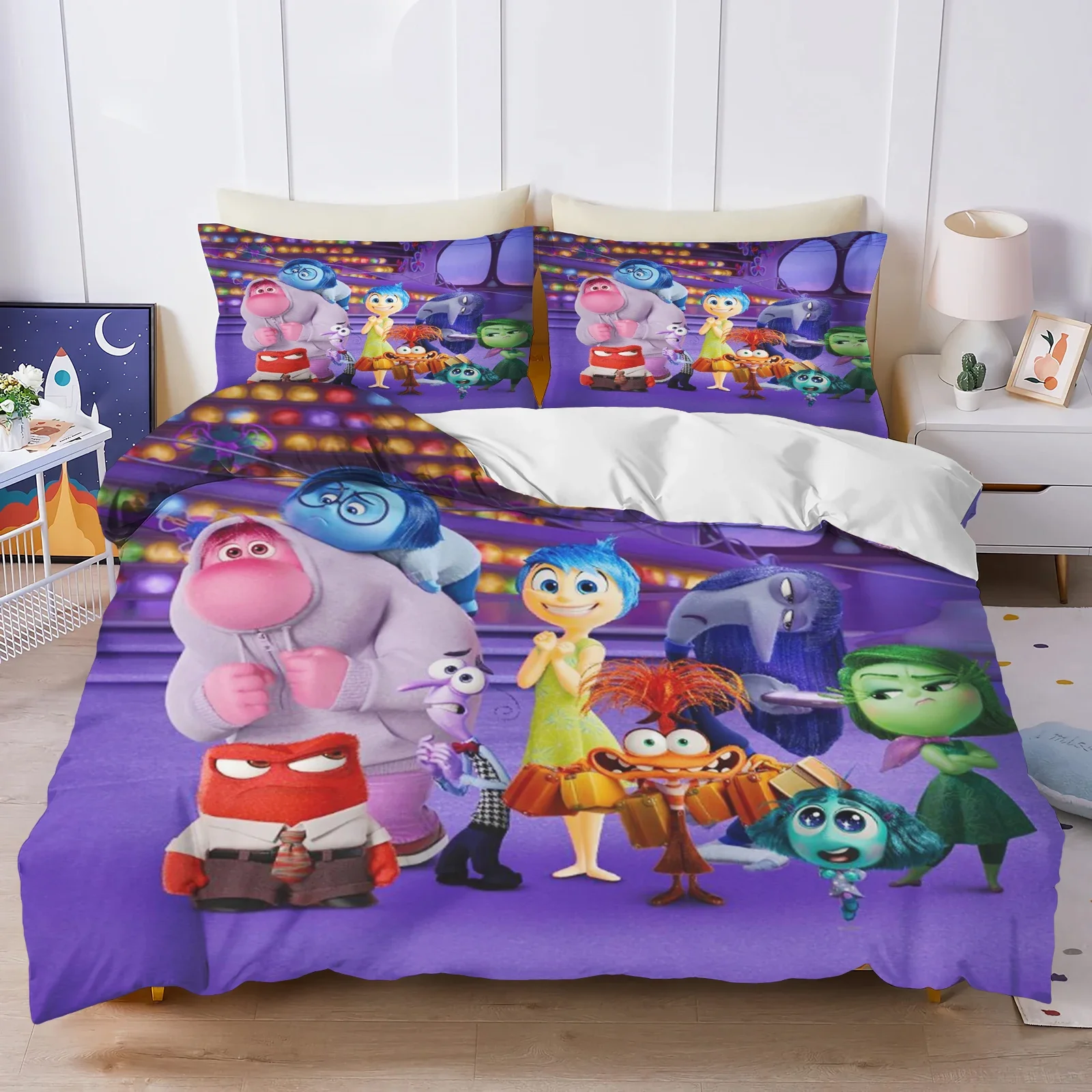 Inside Out Anime Duvet Cover Set Comforte Printed Cartoon Twin Size Bedding Sets Christmas Gifts 3-piece