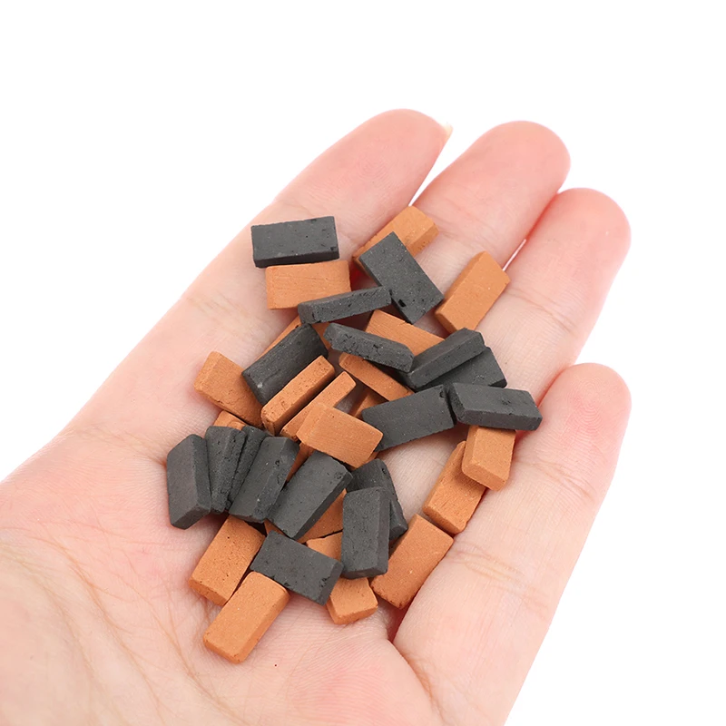 50pcs Mini Brick Model DIY Miniature Dollhouse Accessory Simulation Bricks Toys for Kids Boys Play House Game 10*5*2.5mm