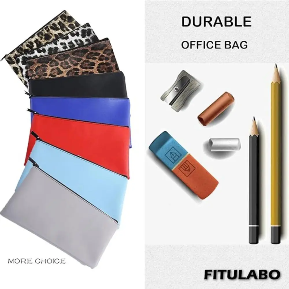 Travel Zippered Pu Bill Bag Small Compact PU Leather Cash Deposit Bag Bank Envelopes Money Holder Money Pouch Office Products