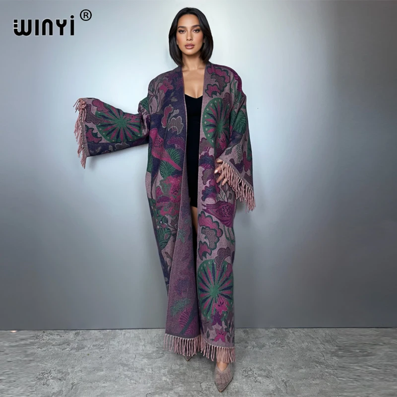 WINYI inverno autunno passerella cappotto per le donne moda stampa nappa lusso lungo soprabito spesso caldo lungo piumino giacca moda