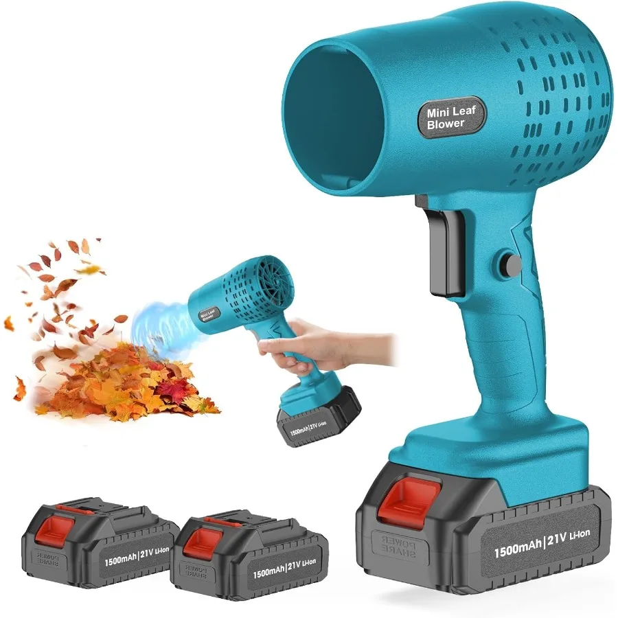 منفاخ أوراق الشجر مع بطاريات 21V2 قطعة 950000 دورة في الدقيقة مروحة قوية عالية السرعة المتغيرة 200 ميلا في الساعة منفاخ هواء محمول مثالي لسيارة Dryi