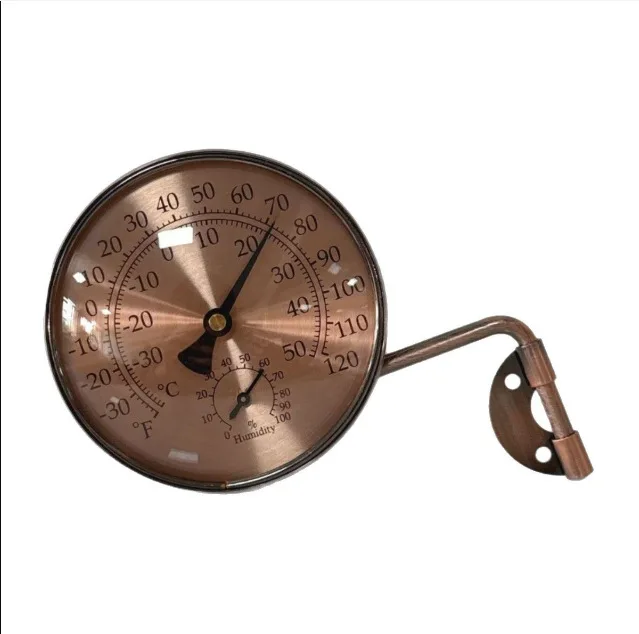 100Mm Bronze Thermometer with Connecting Rod, Brushed Drawing Plate, Copper Spray Gold Paint, Antique Copper