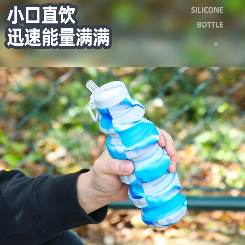 Collapsible Water Bottle, Reuseable BPA Free Silicone Foldable Bottles Portable Hiking Cup for Outdoor Mountaineering Tours