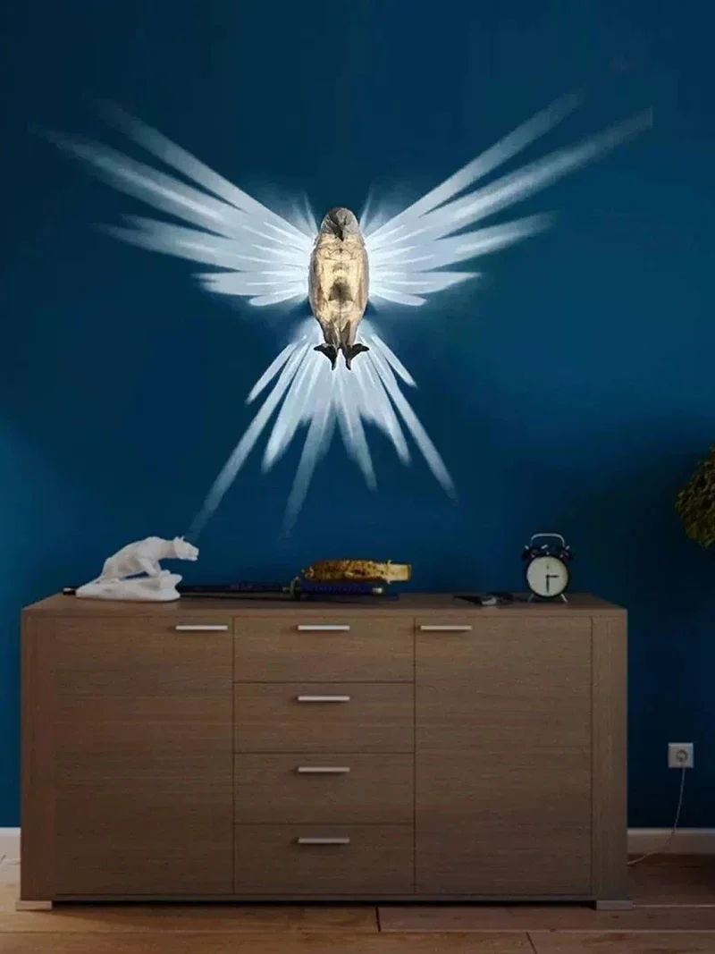 Imagem -04 - Print Bird Wall Lamp Coruja Eagle Shape Projetor Moderna Atmosfera Criativa Sconce Light Iluminação Animal Corporal Decoração de Casa 3d