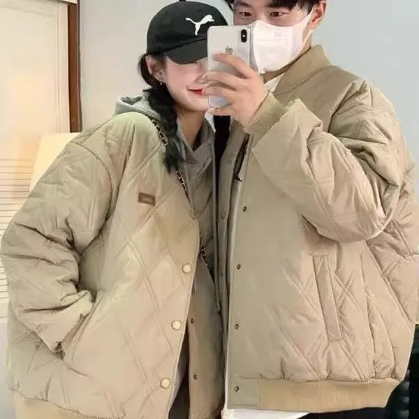 

Loose Fit Men's Baseball Sle Cotton Jaet Couple Matching Outerwear Large Size 300 Pou Diamond Patterned Autumn Winter ...