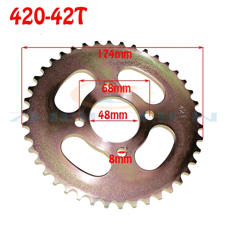 

420 42T 48 мм цепь мотоцикла звездочка задняя Шестерня подходит для цепи 110cc 125cc 140cc буровой велосипед картинг