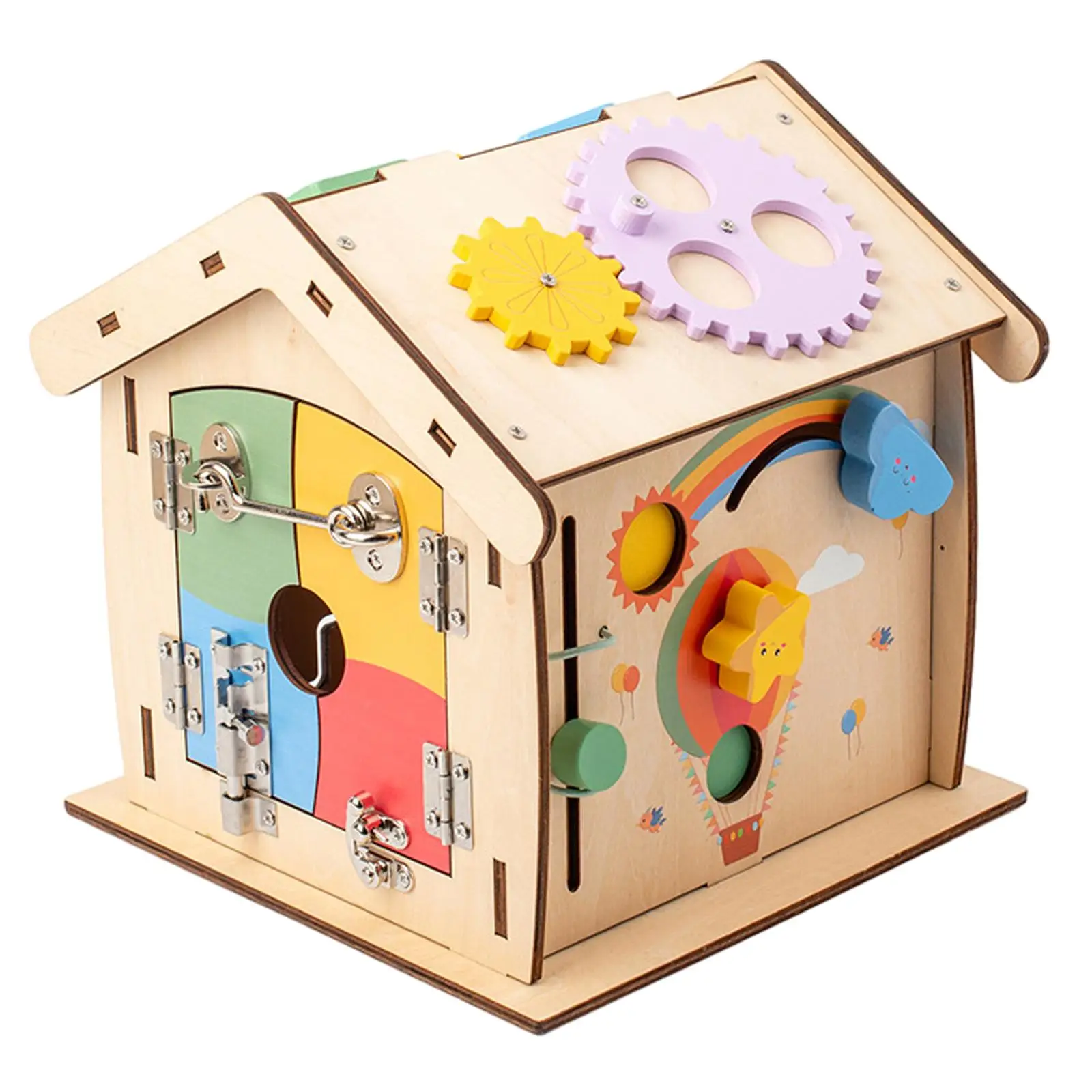 Wooden House Montessori Toy Sensory Toy Wooden Sorter Toy 14 in 1 Early