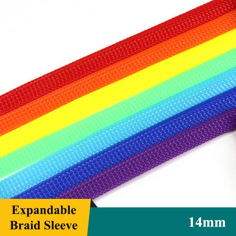 1~50M PET Expandable Cable Sleeve 14mm Tight High Density Hardness Protect Sleeving Wire Wrap Sheath Snake Skin For Cables