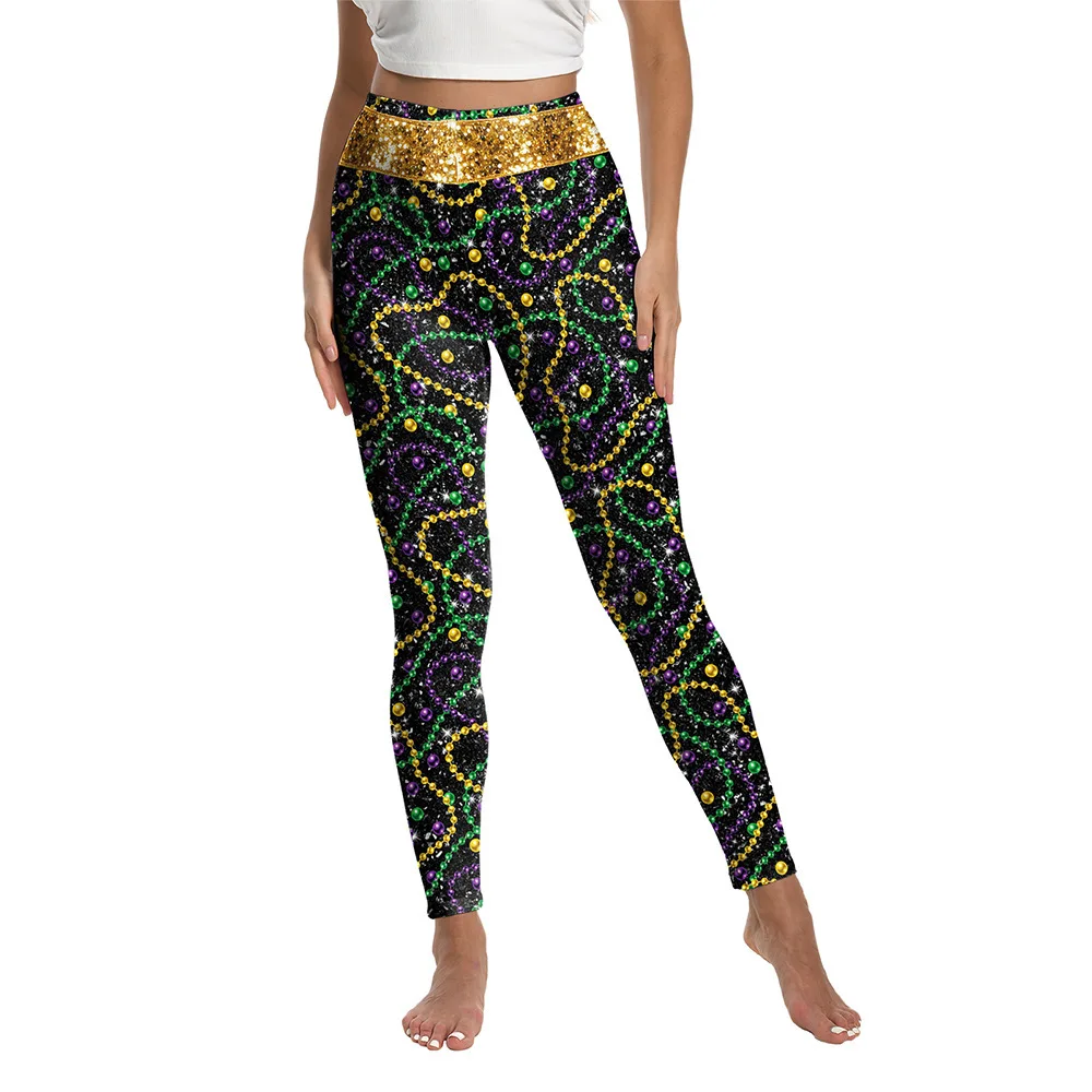 Women's Soft Slim Fit Casual Multi Mixed Graphic Print High Waist Stretch Leggings for Carnival Themed Party Sport Yoga Pants