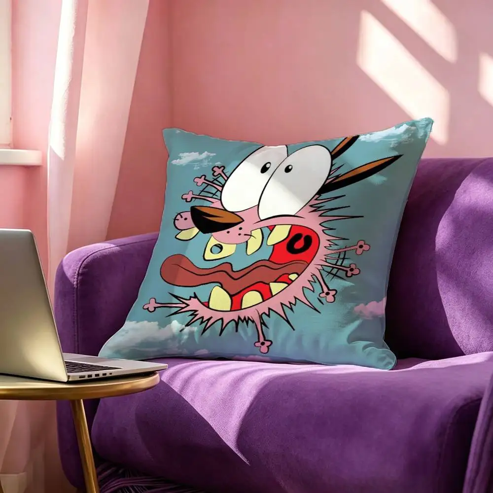 Courage The C-Cowardly Dog Pillow Case Square Double-Sided Sofa Cushion Cover Bedroom Bedside Pillow