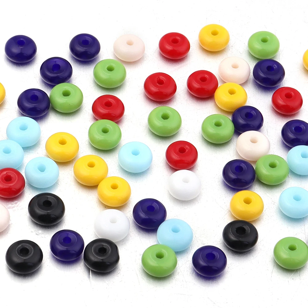 100pcs 3x6mm Opaque Glass Abacus Beads Loose Spacer Wheel Bead for Jewelry Making DIY Necklace Bracelet Keychain Accessories