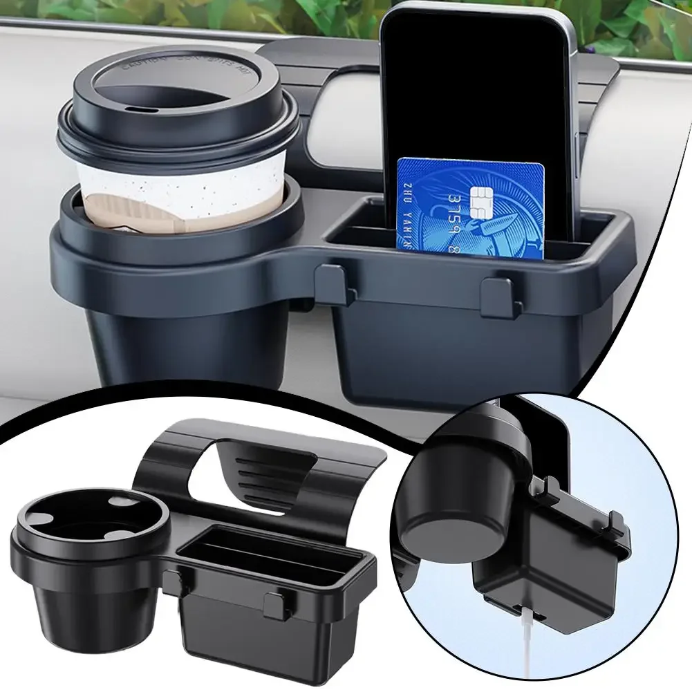 Car Door Cup Holder Window Drink Bottle Holder Stand Organizer With & Key Port Dual Hanging Hooks Charging With Accessorie