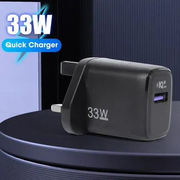 Xiaomi Redmi için 33W QC3.0 hızlı şarj telefon şarj Huawei Samsung ab/abd/İngiltere tak duvar şarj mobil seyahat güç adaptörü