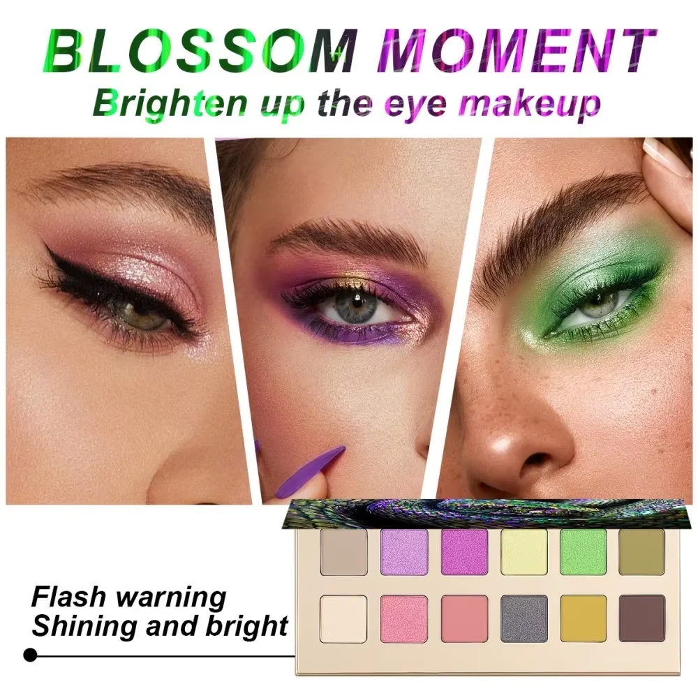 12 Color Capacity Matte Eyeshadow Disc Long Lasting Color Rendering Anti Sweat Waterproof Eyeshadow Palette