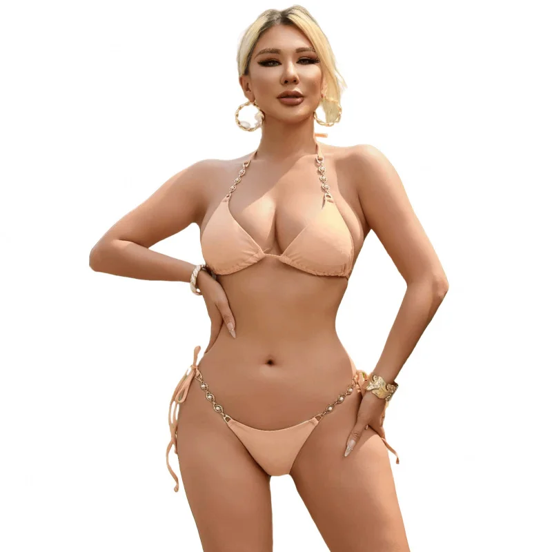 New solid color bikini sexy two-piece swimsuit for women, available for wholesale