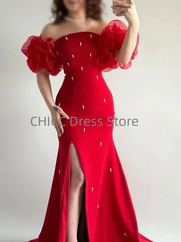 Exquisitos vestidos de fiesta con abertura, sirena sin tirantes, vestido para ocasiones especiales, vestidos de noche rosas con cuentas, vestido de fiesta personalizado