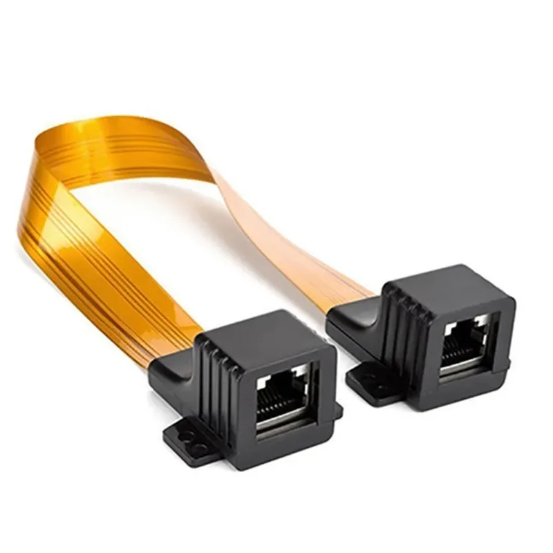 

10PCS Flat Cat5 RJ45 Female F Connector Pass Home/Car Window Door Feed-Through Jumper Cable 30cm 1.0Ft Length