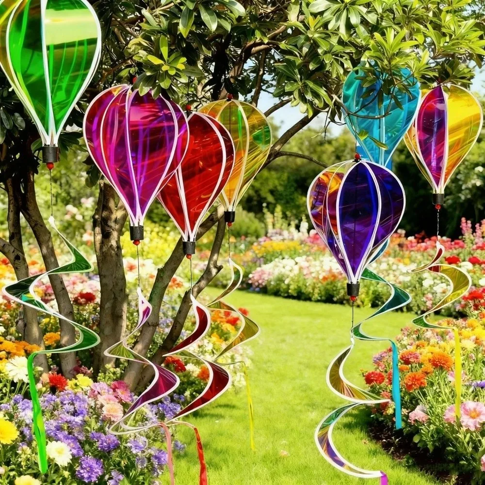 1PC Balloon Random Color Hot Air Balloon Rotating Colorful Wind Spinners Giant Size Plastic Material Wind Strips Camping