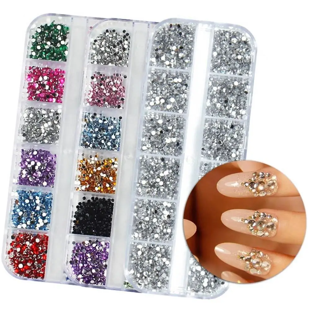 

2mm Colorful Rhinestone Nail Art Decorations, 12 Colors Acrylic Mini Colored Rhinestone Nail Charms for Nail Salon DIY
