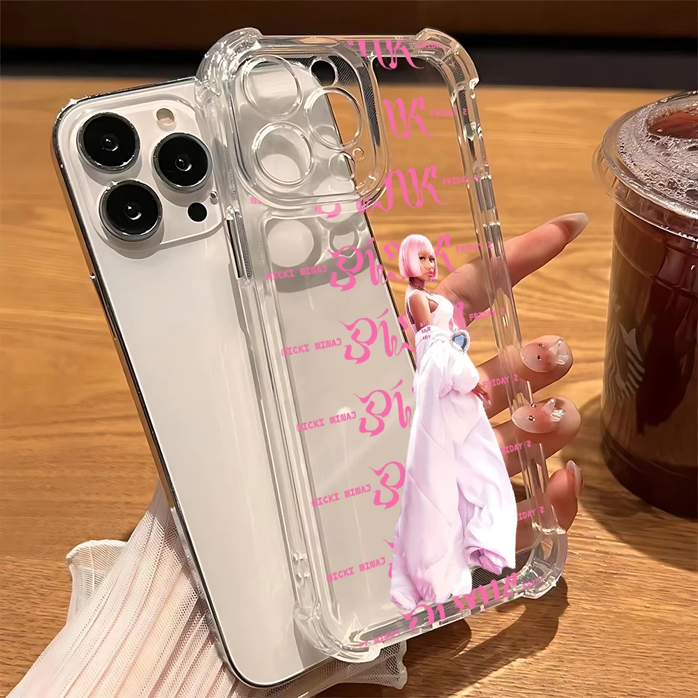 Nicki Minaj Rapper Pink Friday 2 Phone Case For iPhone 16 15 14 13 12 11 Mini Pro Max XR XSMax Plus Anti Fall Transparent Cover #3