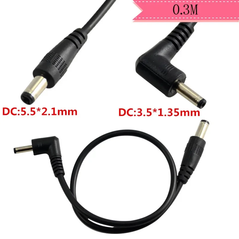 

Power Cord 5.5x2.1 90 ° Bend Male To 3.5x1.35 Male, Audio Cable 30cm