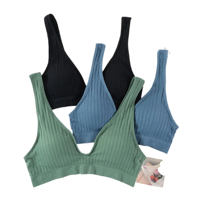 

KUCLUT Women Seamless Sports Crop Top Sexy Bra Female Tube Tops Deep V Sexy Women's Underwear Bralette Sleeveless Camis