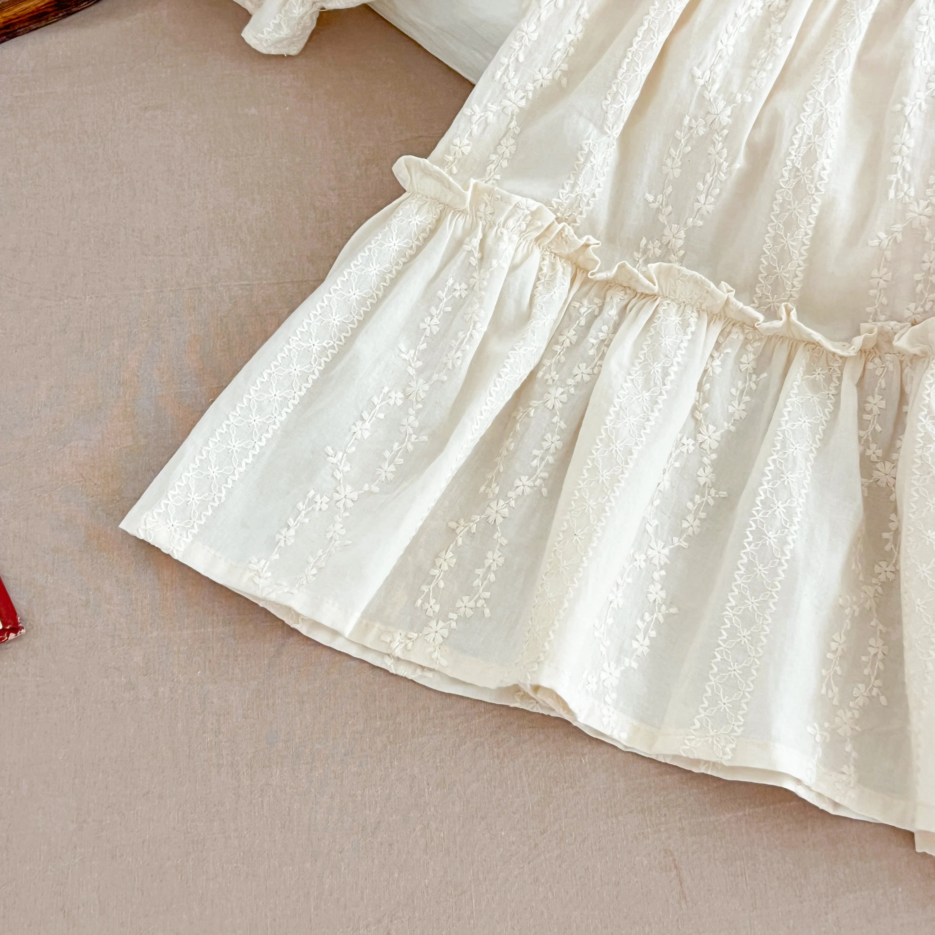 Neue Baby Mädchen Kleid Mädchen süße Mädchen Kleid Rüschen Trim Party Prinzessin Kleid Spitze Kragen ausgehen Freizeit kleider kleine Kleidung – Detail 7