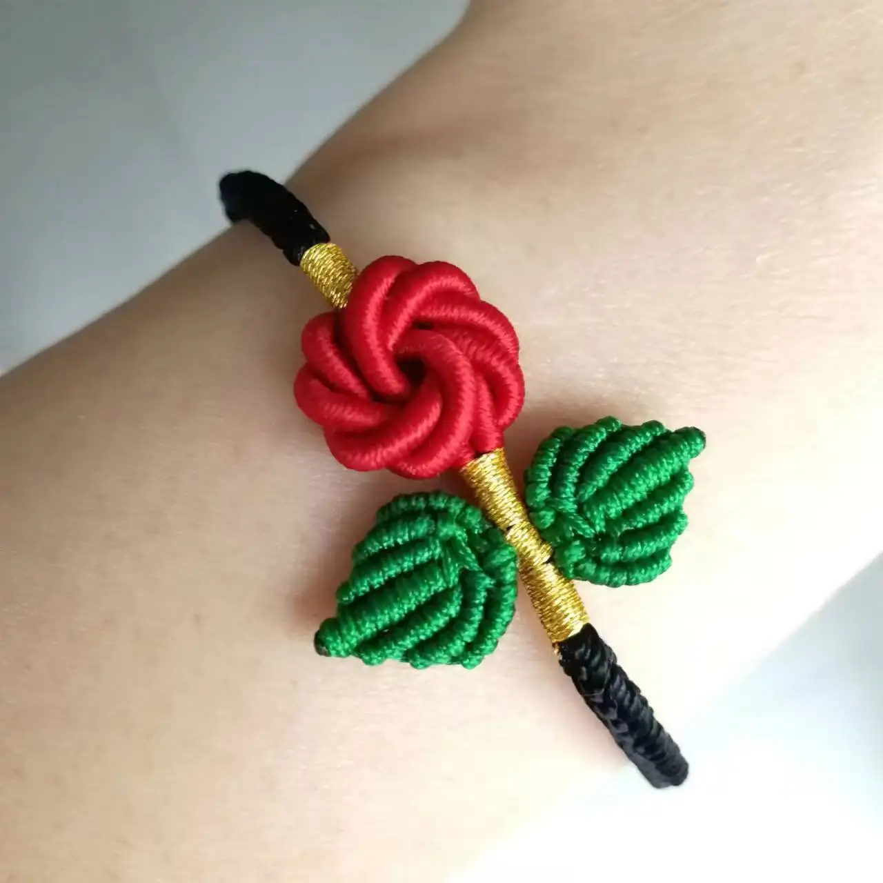 

Handmade Jewelry Little Prince Red Rose Bracelet Flower Woven Lucky Rope Friendship Braided Birthday Valentine'S Day Couple Gif