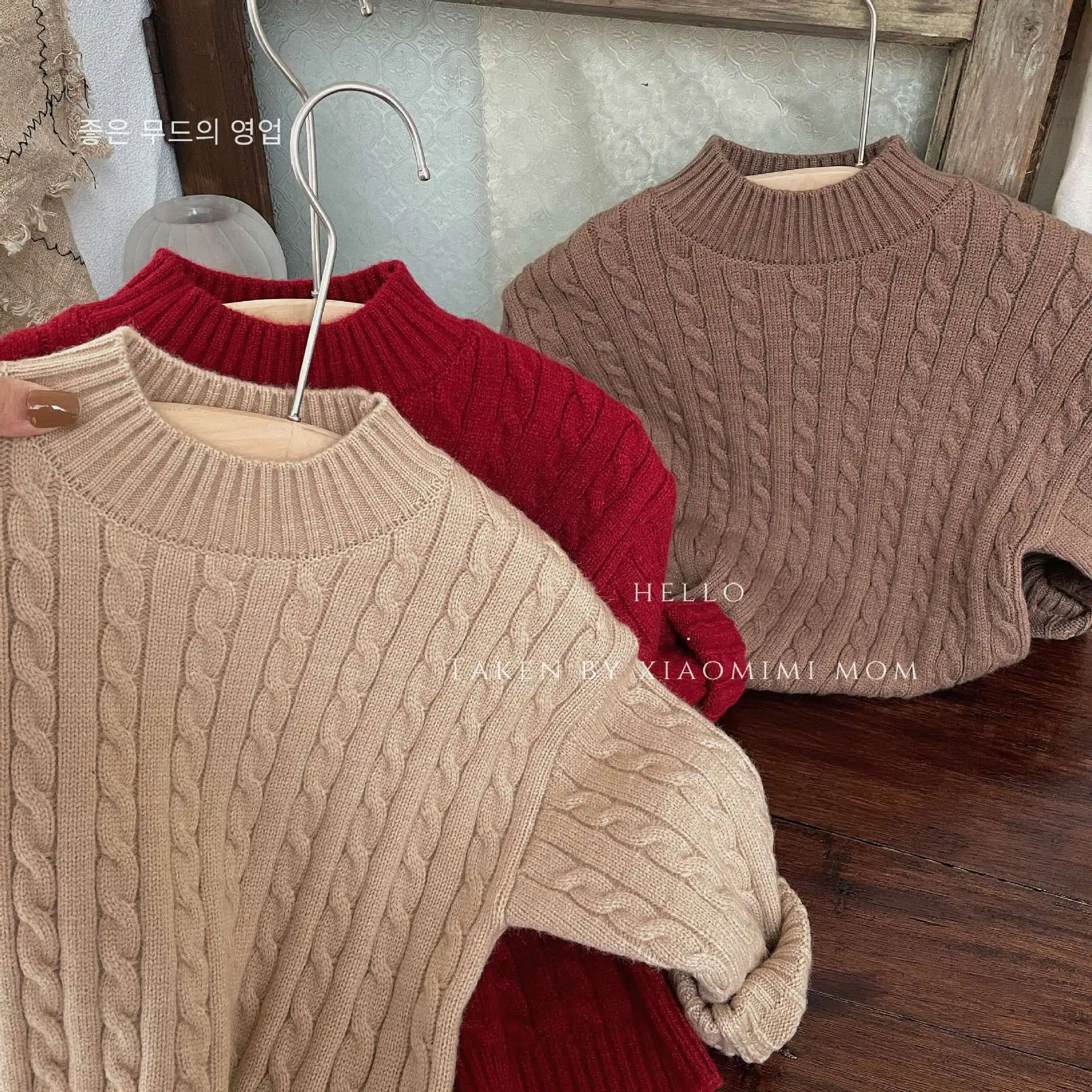 

Новинка 2023 года, детская одежда, простой пуловер на осень и зиму, вязаный свитер, толстый теплый однотонный свитер для мальчиков и девочек