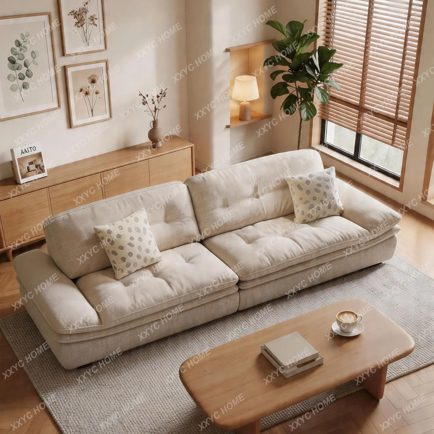 Living room sofa cotton and linen fabric breathable cotton and linen sailing sofa