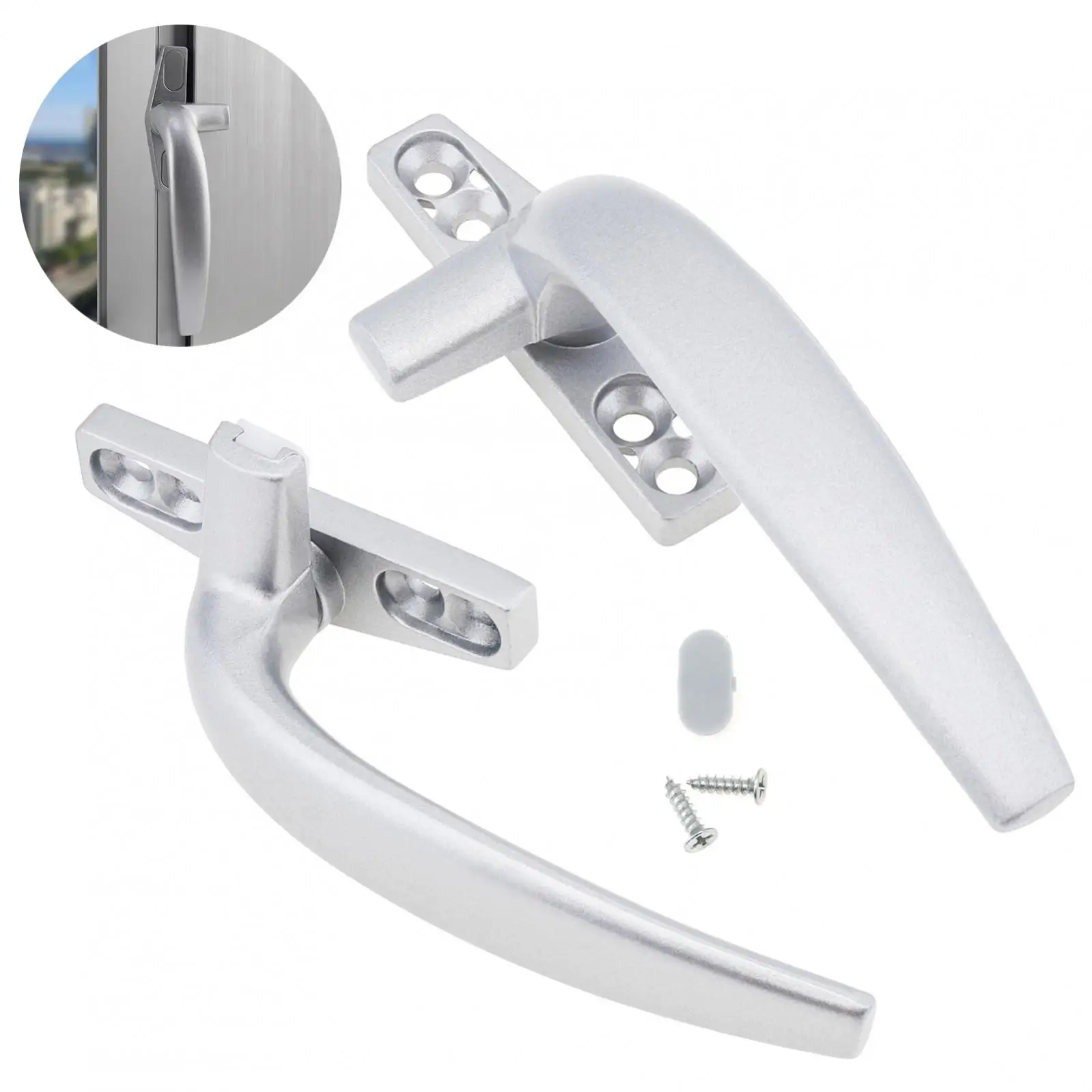 Aluminum Alloy 7 Letter Inner Flush Handle for Window Sliding Door Lock Cylinder Design for Home Office Bedroom