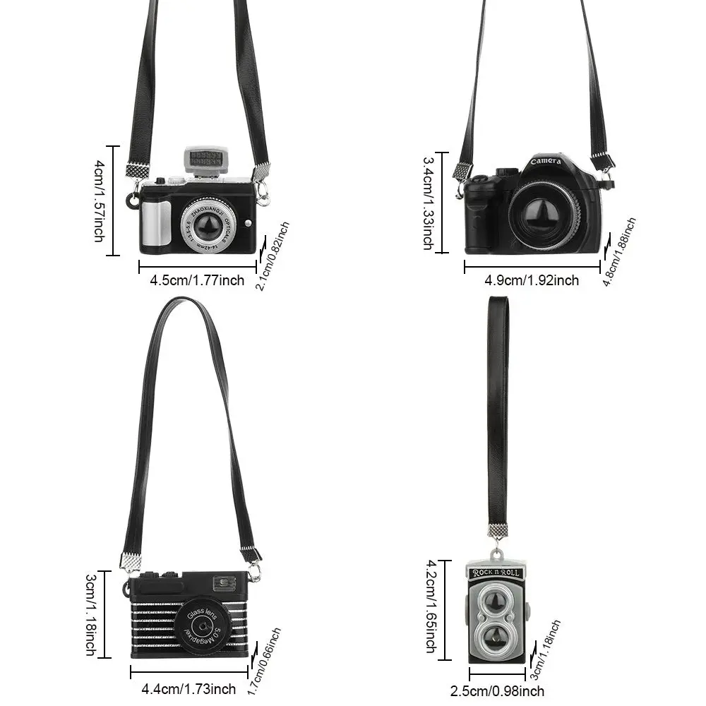 1 Pc Miniature Camera Toys With Black Belt Shutter And Flash Mini SLR Digital Camera Model Kids Toys Gift Dollhouse Accessories