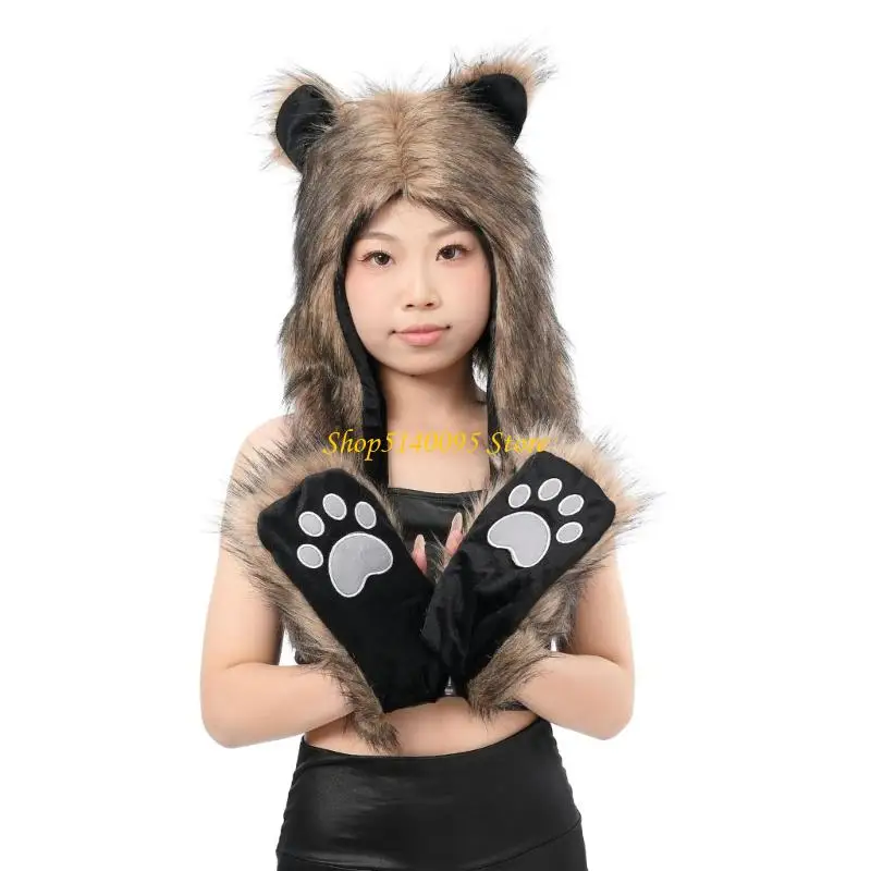 DXAE 봉제 곰 모자 동물 의상 액세서리 어린이 성인 겨울 파티 재미