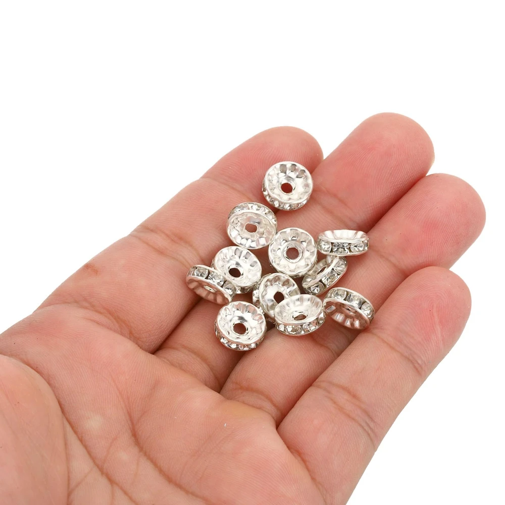 50/100 Stück 10 mm Strass Rondelle Kristall Runde lose Distanzperlen für Schmuck DIY Herstellung Armband Halskette Schmuck Zubehör – Detail 7