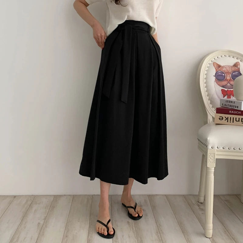 Ele Retro Waist-Cinching High-Waisted Slimming ter Ne Midi Dr Women's Summer New Faion Design Pure Color Long D...