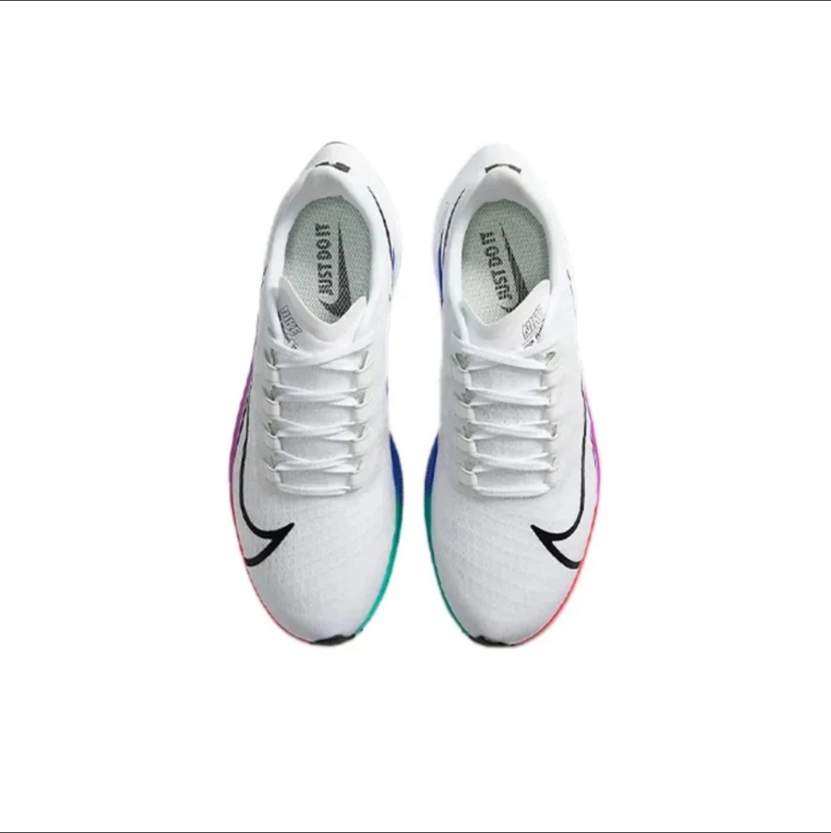 Nike Pegasus 37 marathon training men\'s running shoes wear resistant shock absorbing breathable white rainbow sneaker BQ9646-103