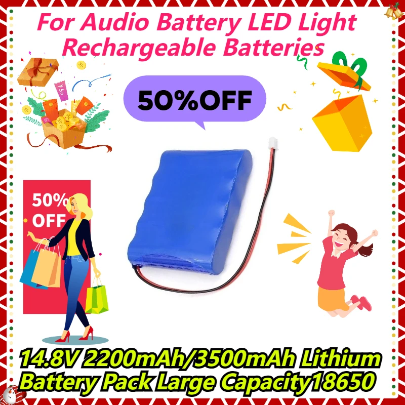 

For Audio Battery LED Light Rechargeable Batteries 14.8V 2200mAh/3500mAh Lithium Battery Pack Large Capacity18650