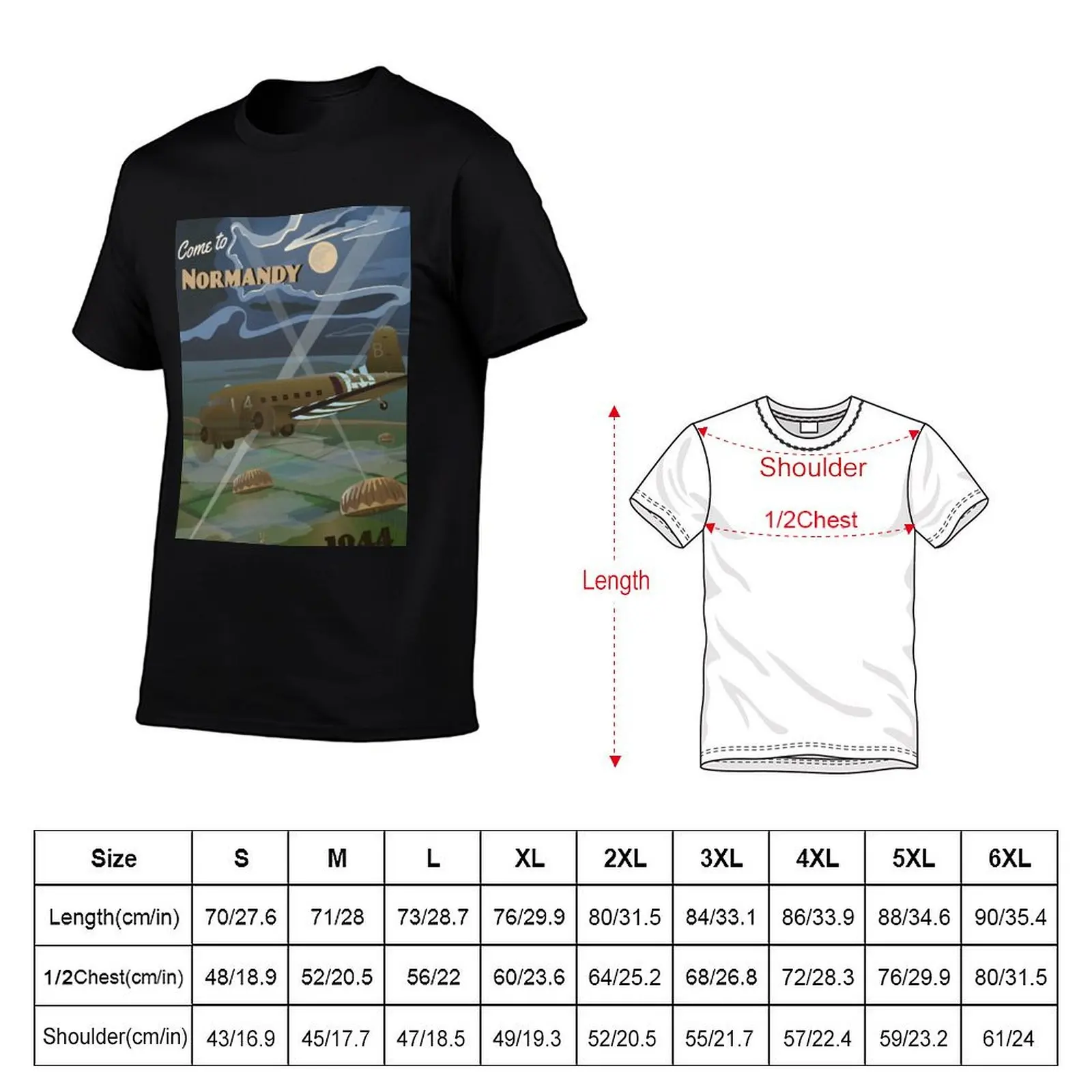 Travel Poster Normandy 1944 D-Day T-Shirt Summer Fashion Casual Tee Shirt