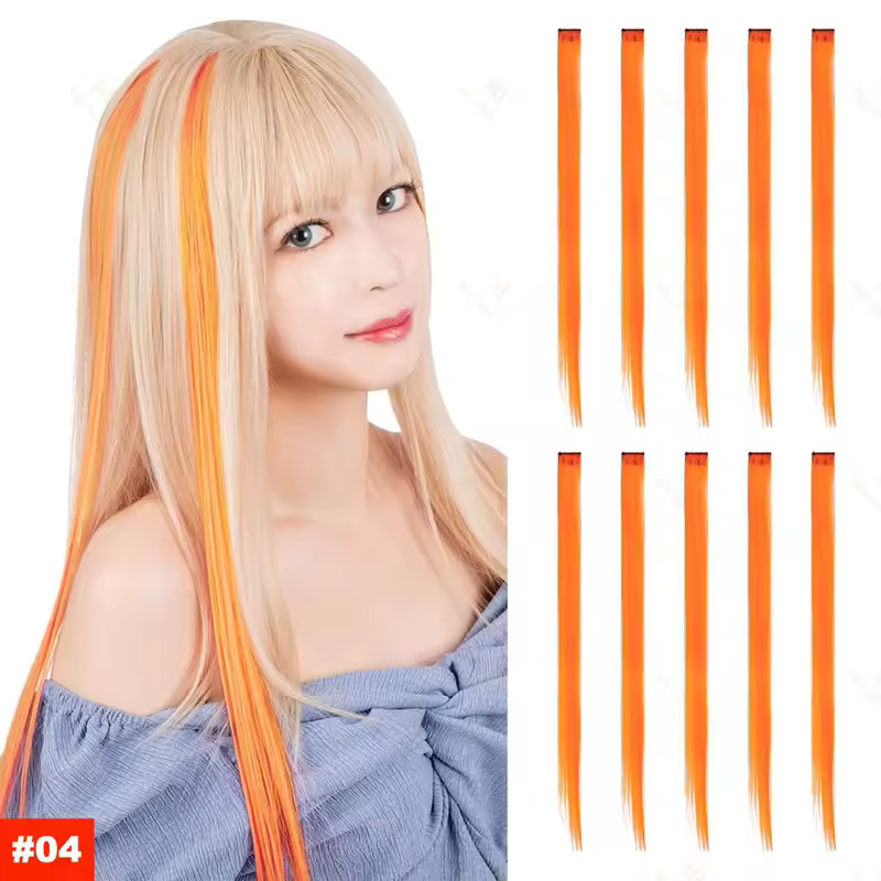 22Inch Synthetic Long Straight Clip In Hair Extensions High Temperature Hairpieces Rainbow Colors Hair Accessories for Women - Image 8
