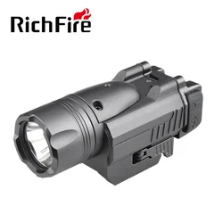 Richfire Rechargeable LED Flashlight 1350 LM Laser Mounted Combo Weapon Lights for 20-21mm Picatinny Rail Quick Installation